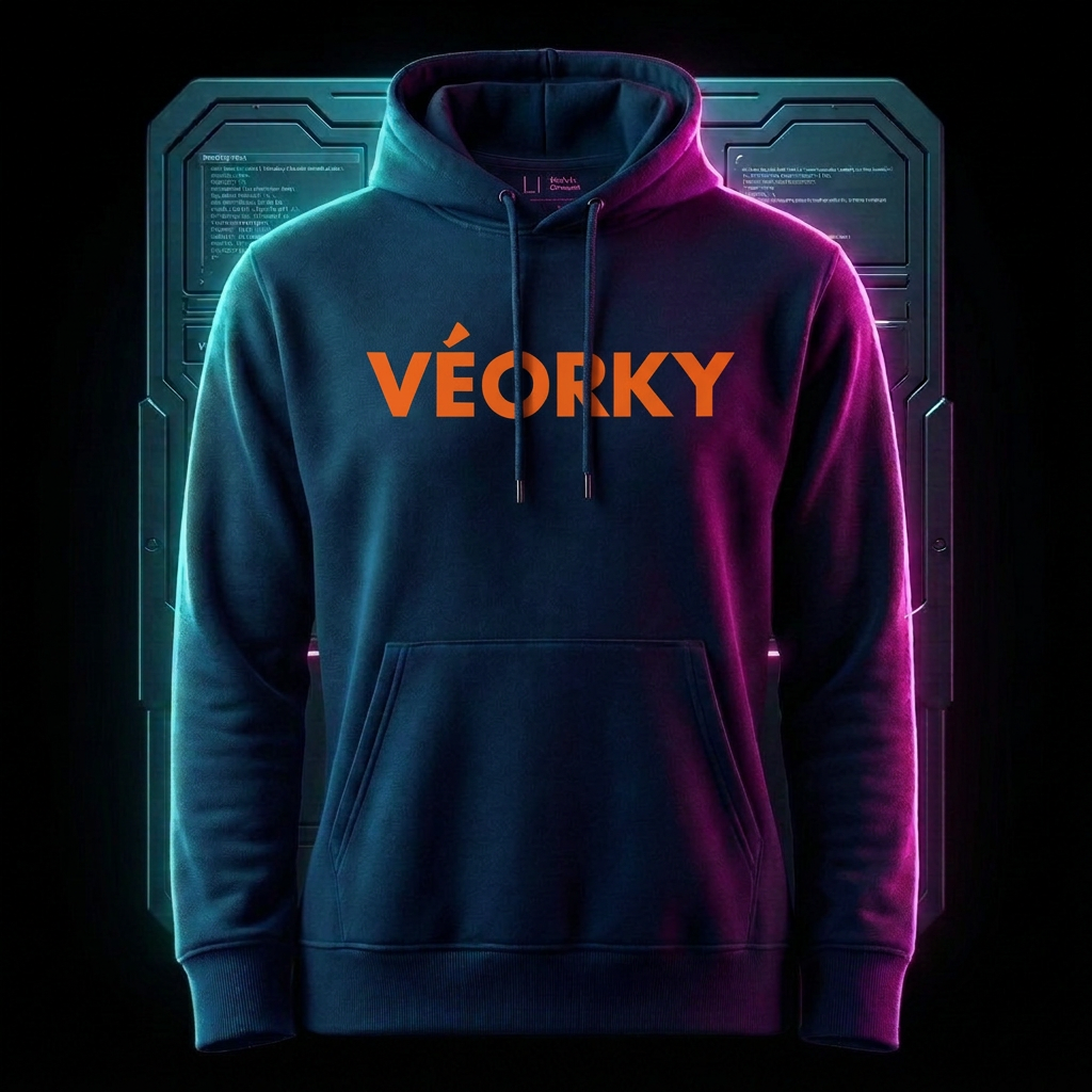 Genesis VÉORKY Origin Hoodie — Navy Blue with Neon Orange Accent